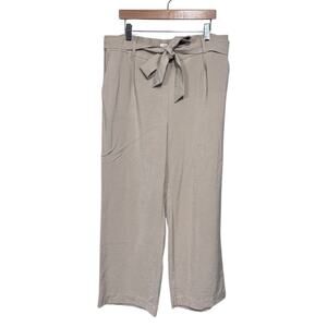 LOFT Beige Cropped Relaxed Fit Pants with Belt - Size Medium
